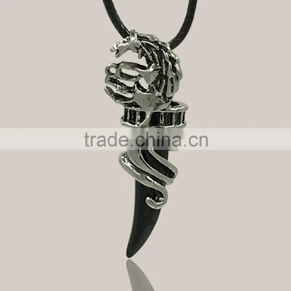 Stainless Steel Mens Wolf Tooth Tribal 5 Colors Pendant Necklace photo-2