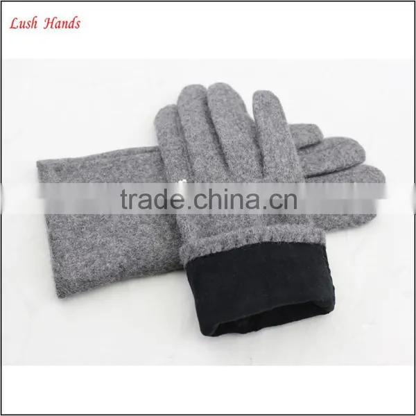 Ladies Cheap Grey Woolen Gloves With Finger Ring photo-5