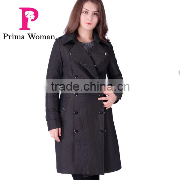 2016 Spring Fashion Long Slim Fit Women Coat With Paint Button photo-4