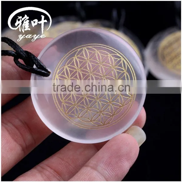 Chakra Flower of Life Natural Crystal Stone Pendant Necklace photo-4
