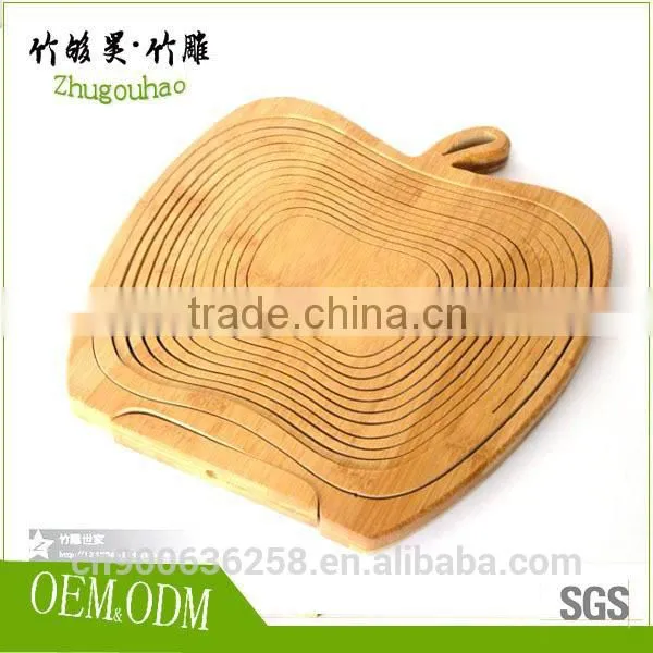 Apple Shape Folding Bamboo Storage Food Fruit Basket for Wedding photo-2