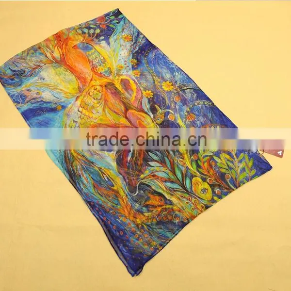 Factory Customize Digital Printed 100% Silk Chiffion/georgette Long Scarves photo-3