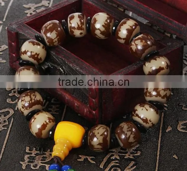 Tibetan Buddhism Flower Bodhi Root Beeswax Tassel Prayer Beads Bracelet photo-5