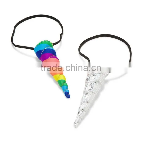 Novelty 2016 Rainbow Coloring Unicorn Plush Costume Horn Headband Unicorn Horn Quality Choice photo-2