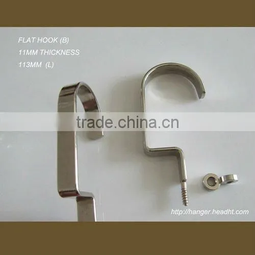 Big size flat clips 8mm thickness for wooden hangers hanger flat hooks chrome plated hooks set
