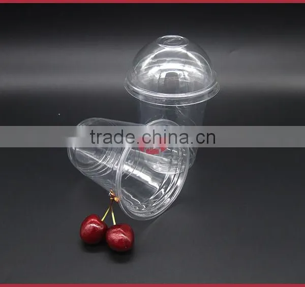 APET Material Plastic Disposable Cup With Dome Flat Lid 400ml 14oz High Transparent photo-4