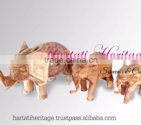 Teak Wood Elephant (Set of Three) Animal Series Home Decoration