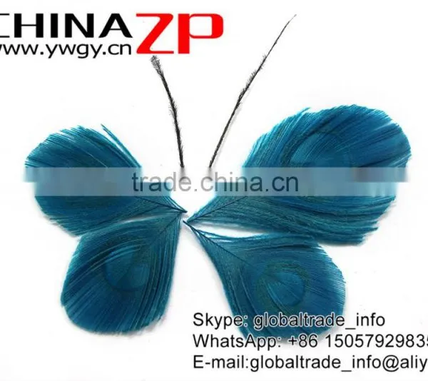 Leading Supplier CHINAZP Wholesale Wonderful Good Dyed Turquoise Trimmed Peacock Feathers Eyes for Earrings photo-5