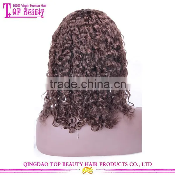 Chocolate Brown Loose Curly Wholesale 100% Natural Indian Women Hair Lace Front Wig photo-3