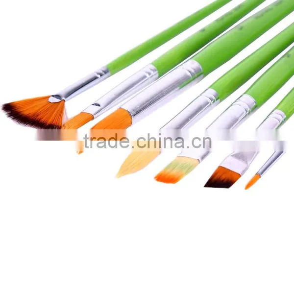 Small Wholesale Premium Green Handle Face Paint Brush, 7 Pcs Artist Nylon Face Painting Brush Set photo-4