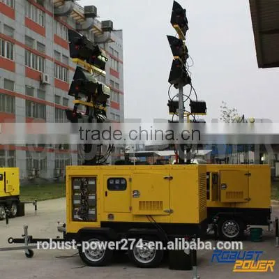 Heavy Duty 150m Lighting Coverage Radius Hydraulic Mast Mobile Tower Numbers of Lamps,power of Lamp and Genset Customized photo-6
