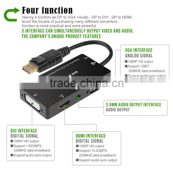 Voxlink New High Speed Gold Plated DisplayPort TO VGA/Aduio/HDMI/DVI Cable Adapter for Macbook photo-5