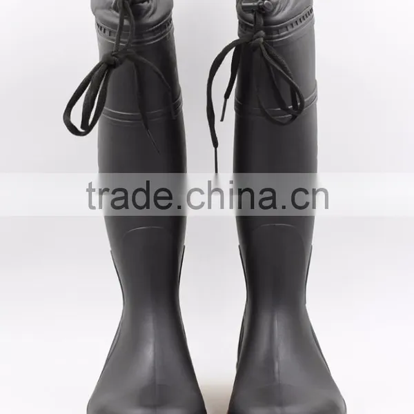 Black Cold-Resistant Winter Work Rain Boots With Fur Lining photo-2