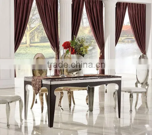 TH372 Dining Furniture Design Stainless Steel Frame Marble Top Dining Table photo-2