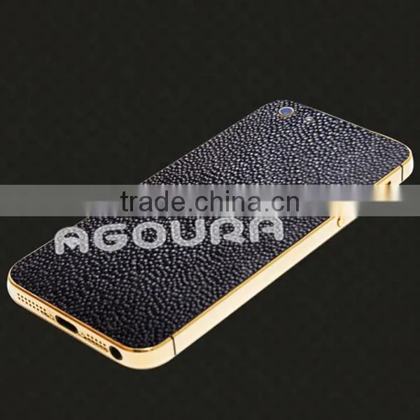 2017 Luxury 24k Gold Plating Housing With Genuine Leather for IPhone 5 5S photo-6