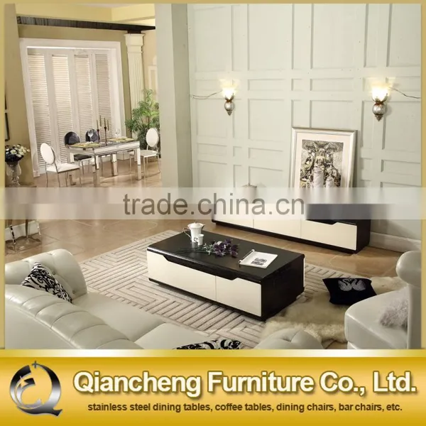 Metal Remote Controlled tv Stand With White Lacquer Wooden Drawer photo-6