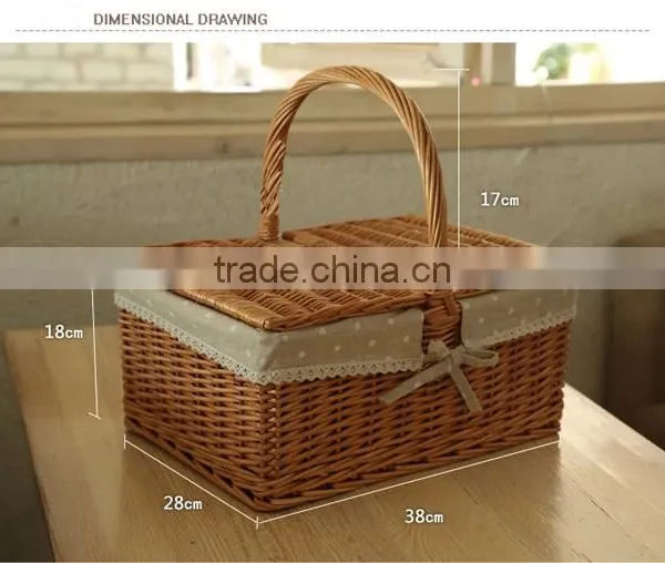 Handled Rectangular Natural Wicker Hamper Box With Liner photo-5