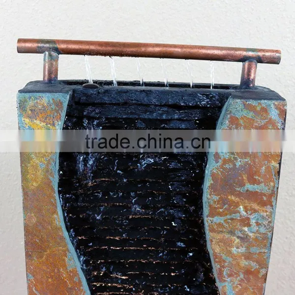 Bending Slate Tabletop Water Fountain With LED Light photo-6