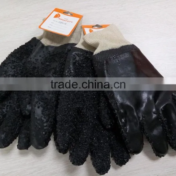 DDSAFETY Orange Pvc Sandy Finished Glove With Acrylic Boa Liner photo-4