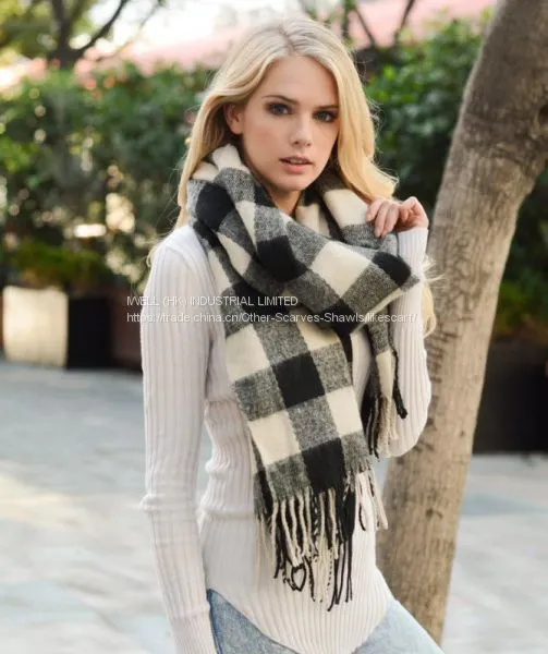 Soft Winter Plaid Checked Pashmina Scarf Shawl Wraps Manufacturer photo-3