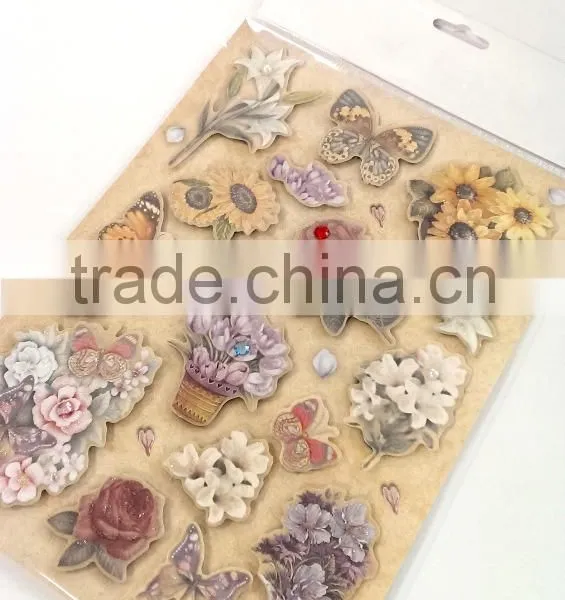3D Elegant Lily & Sunflower & Butterfly Design Sticker, Decorative Glitter Sticker With Color Gems/Rhinestone photo-4
