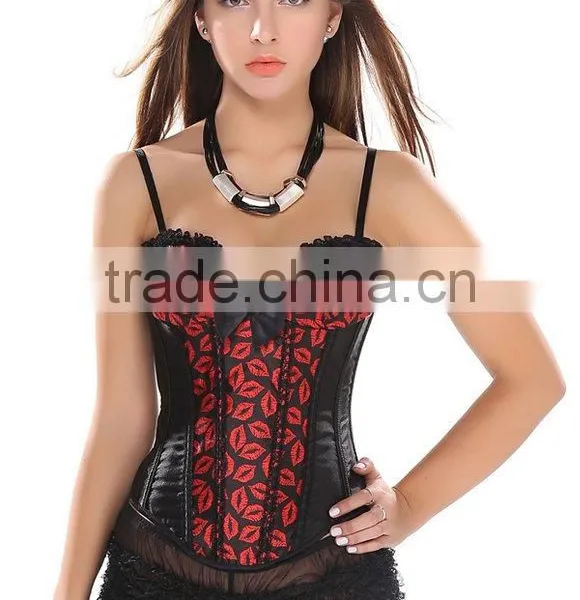 Wholesale Clothing Factory Padded Red Sexy Young Lady Corset With Shoulder-straps photo-2