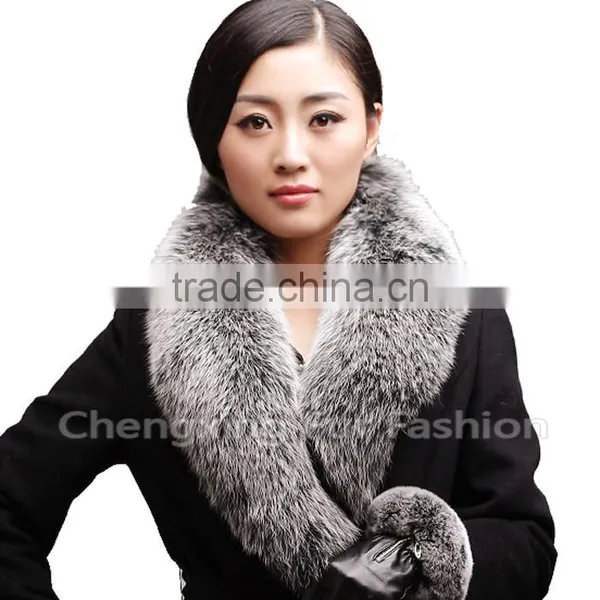 COLLAR-F17B Wholesale Accessories Ladies Raccoon Fox Fur Coat Fur Collar photo-5