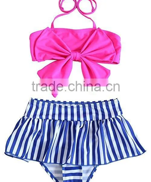 Baby Boutique Clothing Baby Girl Bow Bikini 2 Pieces Swimsuit China Manufacturer photo-2