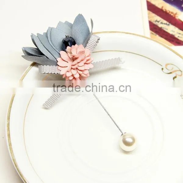 Zm53220a Fashion Handmade Cloth Flower Shape Brooches For Wedding Party And Business Suit photo-2
