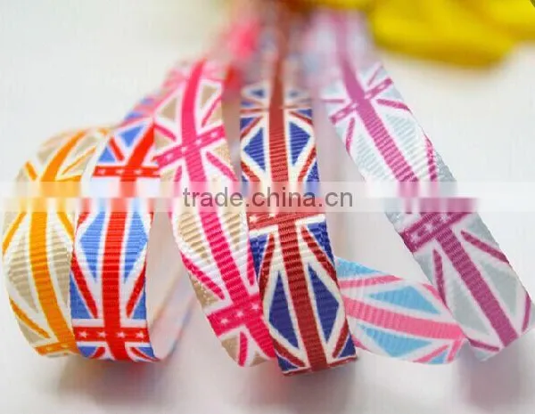 Hi-ana Ribbon 166 Manufacture Wholesale UK Flag Printed Ribbon,stripe Printed Grosgrain Ribbon