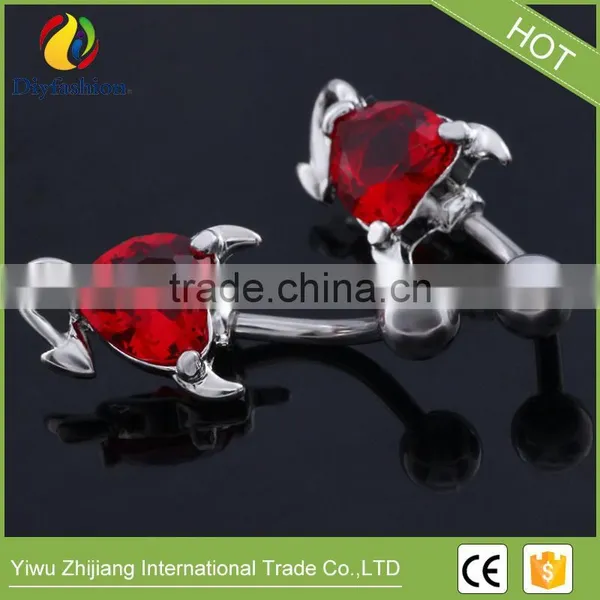 Plastic Heart Shape CZ Navel Ring Made in China photo-4