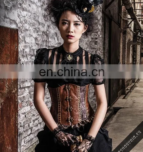 Steampunk Gothic Blouse With Jabot and Octopus Brooch photo-6
