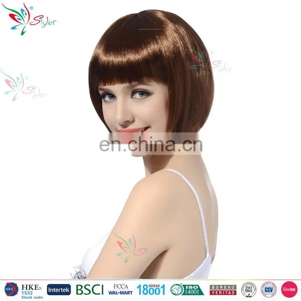Styler Brand Women 10 Inch Straight Bob Party Hair Wig Halloween Short Black Wig photo-2