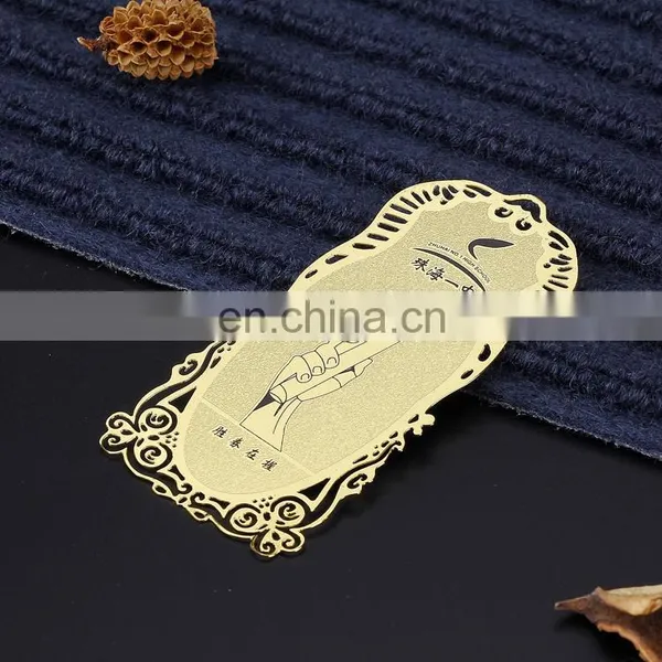 Promotional Gifts Customized Corrosion Logo Matte Gold Color Wholesalse Bookmark photo-3