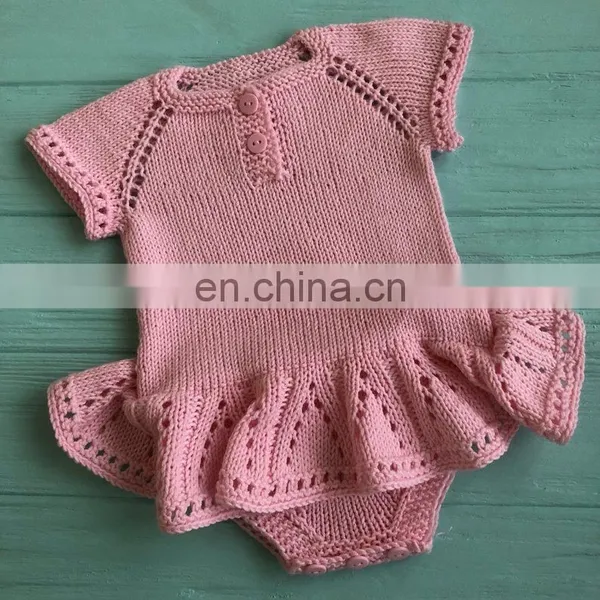 Infants & Toddler Autumn Winter Sweater Short Sleeve Solid Color Baby Girls Knit Dress Romper photo-5