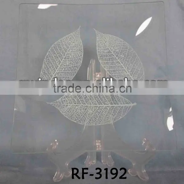 Clear Leaf Designed Disposable Hot Sale Oem Switch Glass Plate for Decoration