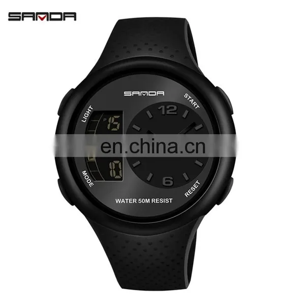 SANDA 763 Men Boys Sport Latest Silicone Strap Quartz Analog Waterproof Cheap Digital Watch photo-2