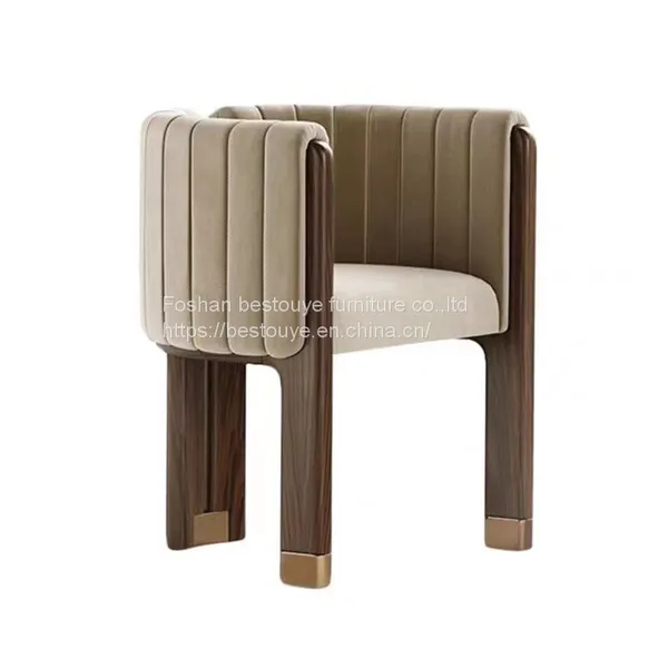Hot-Selling Best Quality Blue Beige Color Customize Dining Chairs Wooden Leg pu Leather Project Chair photo-2