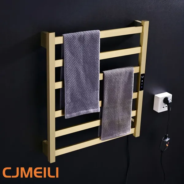 Bathroom Electric Heated Towel Rack, Towel Warmer for Bathroom, Wall Mounted Stainless Steel,Brushed Gold photo-2