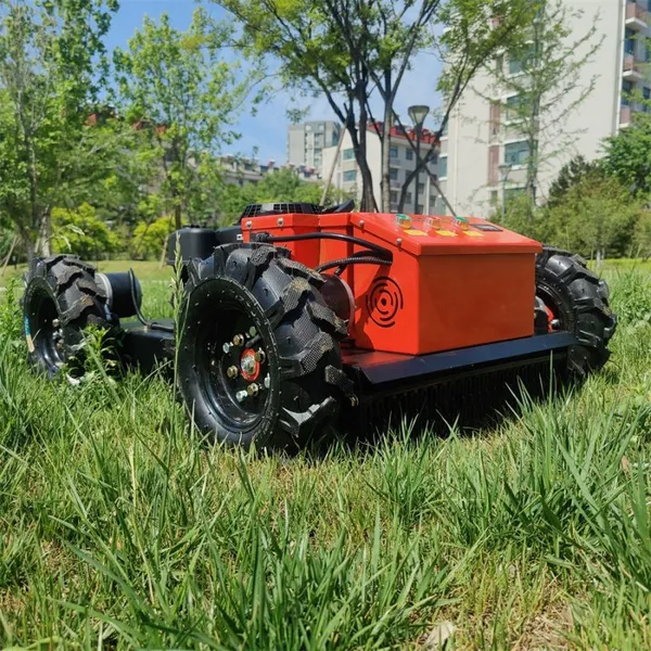 Customization Color Industrial 4-Stroke Gasoline Electric Hybrid Brushless DC Motor Wireless Radio Control Electric Slope Mower photo-4