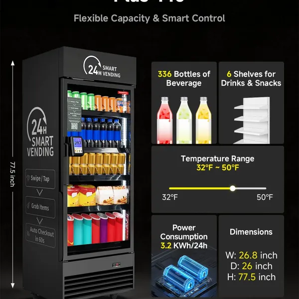 AI Combo Vending Machine Water Drinks Foods, Compressor Cooling, Multi Payment, 4G/WiFi, HAHA 440 Plus photo-3