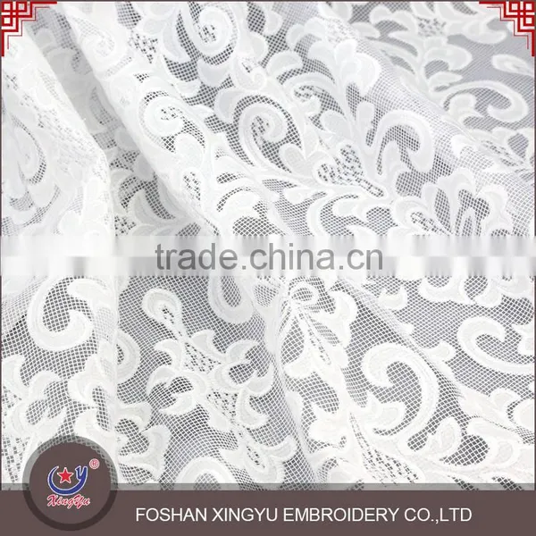 2015 New Fashion Promotional Laser White Cut Net Cotton Embroidery Fabric Design for Women Clothes photo-2