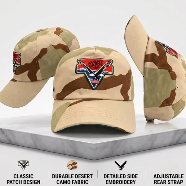 Outdoor Adventure Desert Camo Twill Eagle Patch Green Bottom 5 Panel Baseball Cap