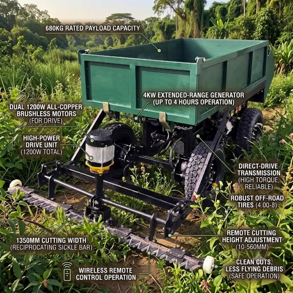 Heavy Duty Remote Control Flail Mower Alternative Agricultural Cutter for Orchard and Pasture