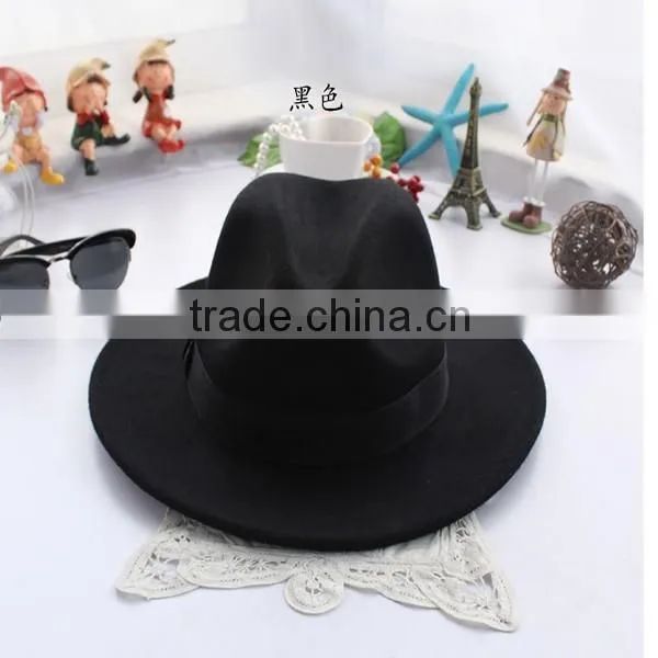 Wholesale as Movie Fashion Lady Red Wide Brim 100% Wool Felt Fedora Floppy Bowknot Orange Fedora Hats photo-6