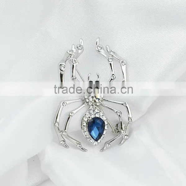 Blue Crystal Brooch Rhinstone Silver Animal Spider Brooch Personality Brooch photo-3