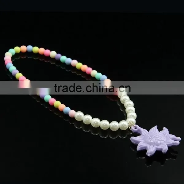 KIds Spring Color Acrylic Beads T Letter Necklace photo-3
