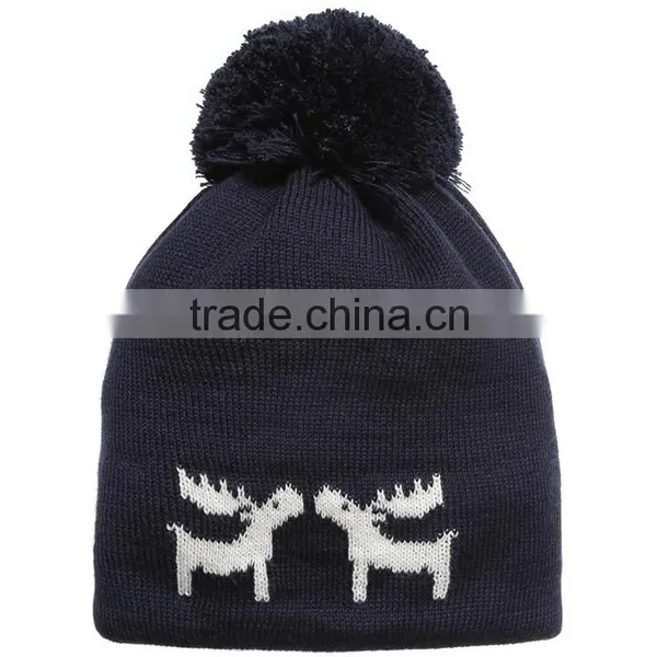 Wholesale Fashion Cheap Winter Acrylic Custom Beanie Hats With Pom Pom Knit Hat photo-2