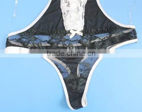 2016 Hot Sexy Front Open Black White Lace Lingerie Baby Teddie photo-6