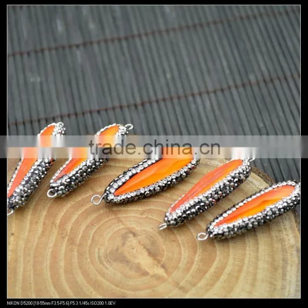 LFD-0040B Wholesale Orange Glass Pave Rhinestone Crystal Connectors Beads Jewelry Finding photo-3